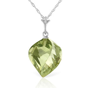 14K. NECKLACE WITH TWISTED BRIOLETTE GREEN AMETHYST (White Gold)